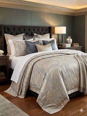 Hotel Collection Silver-Taupe geometric King size duvet cover